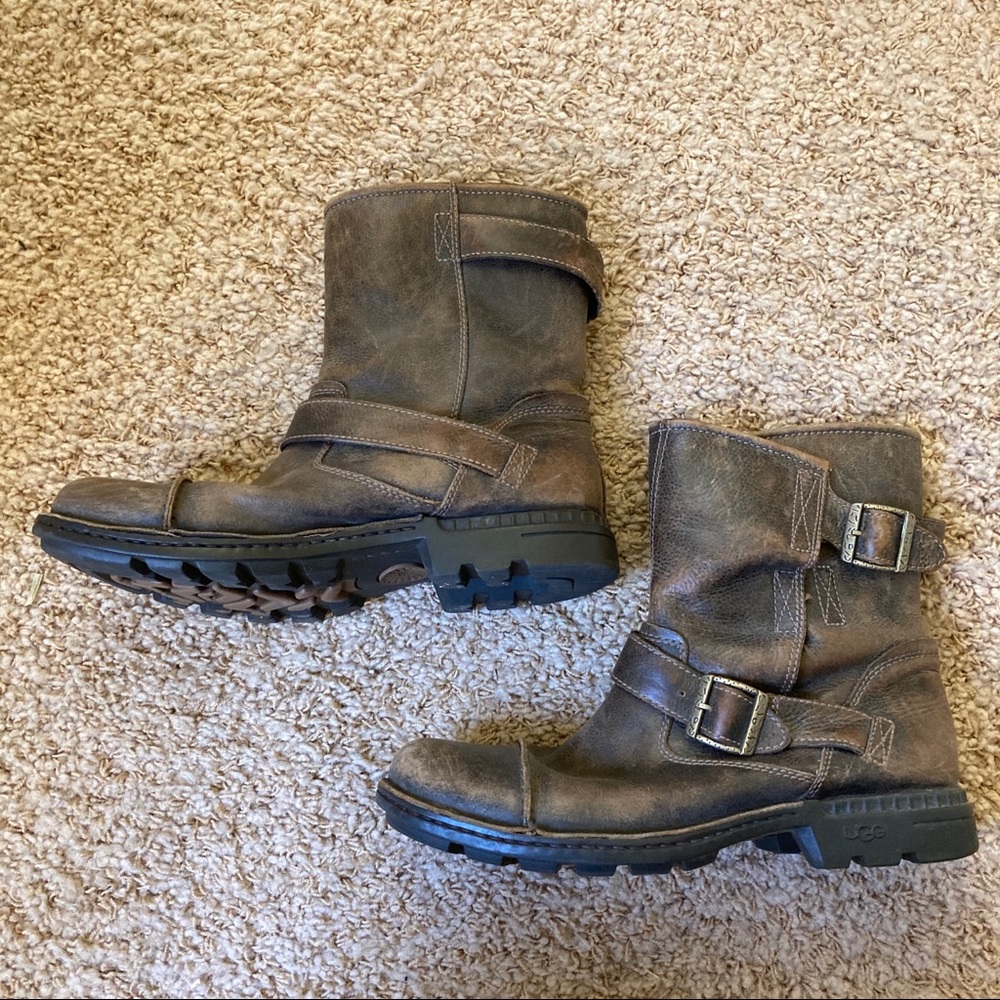 UGG Moto Shearling Lined Buckled Leather Boots